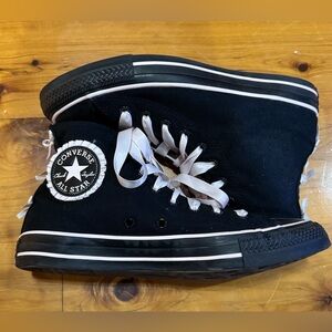 Converse All Star Black & Baby Pink Bow Hi Tops